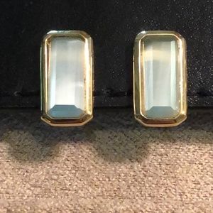 Baguette Bezel Studs in Aqua/Gold